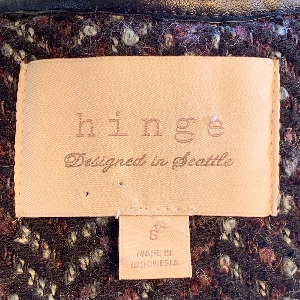 Hinge Jacket Black/Grey/Mauve Wool & Faux Leather - Picture 7 of 12